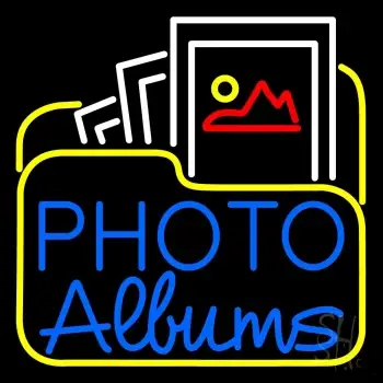 Gallery Icon With Blue Photo Album Neon Sign