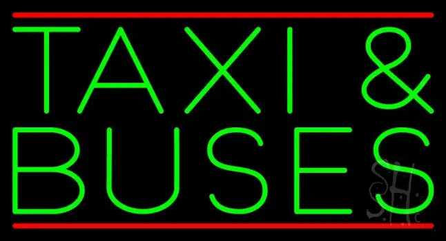 Green Taxi And Buses Neon Sign