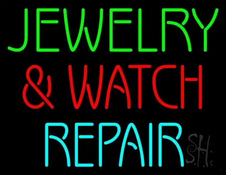 Jewelry And Watch Repair Block Neon Sign