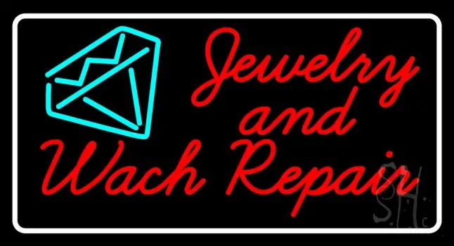 Jewelry And Watch Repair Turquoise Diamond Logo Neon Sign