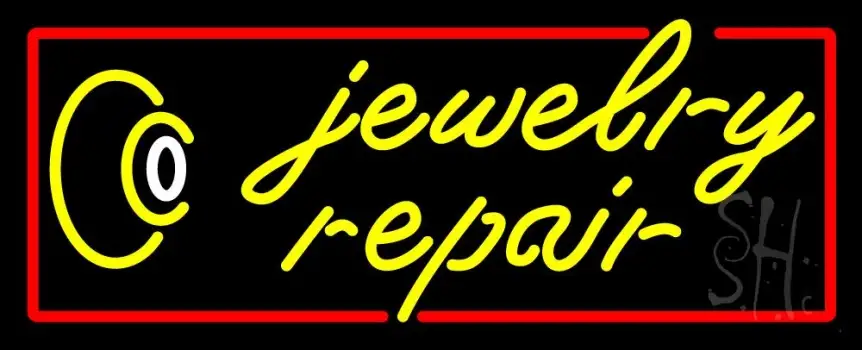 Jewelry Repair Red Border Neon Sign