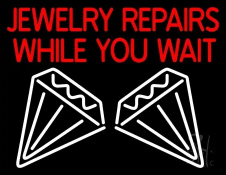Red Jewelry Repairs While You Wait Logo Neon Sign