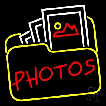 Red Photos With Photo Icon Neon Sign