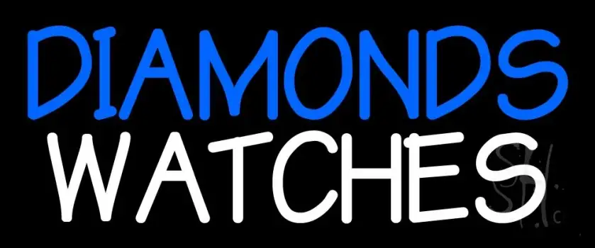 Blue Diamonds White Watches Neon Sign