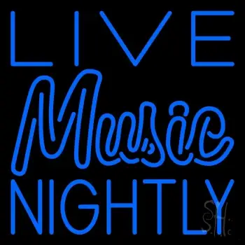 Blue Live Music Nightly Neon Sign