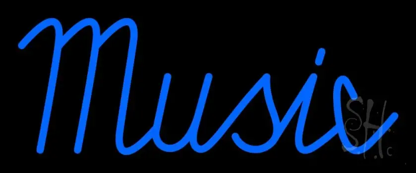 Blue Music Cursive 1 Neon Sign