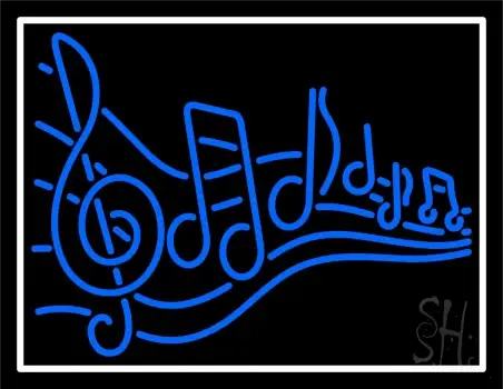 Blue Music Notes Neon Sign