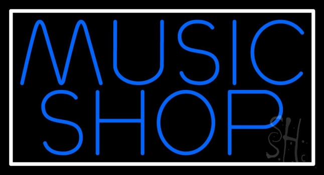Blue Music Shop Block Neon Sign