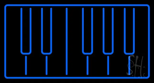 Blue Piano Keyboard Neon Sign
