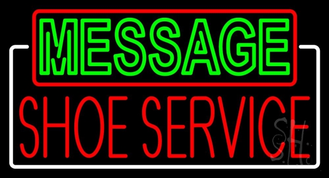 Custom Shoe Service With White Border Neon Sign