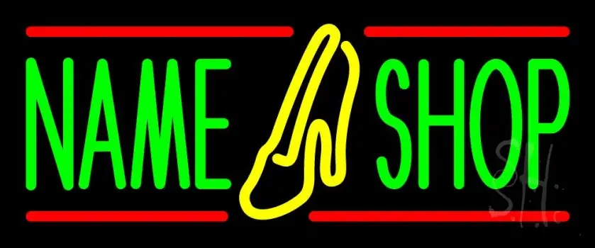 Custom Shoe Shop With Red Line Neon Sign