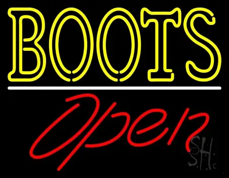Double Stroke Boots Open Neon Sign