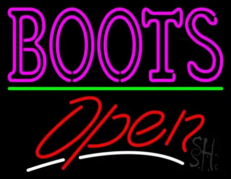Double Stroke Pink Boots Open Neon Sign