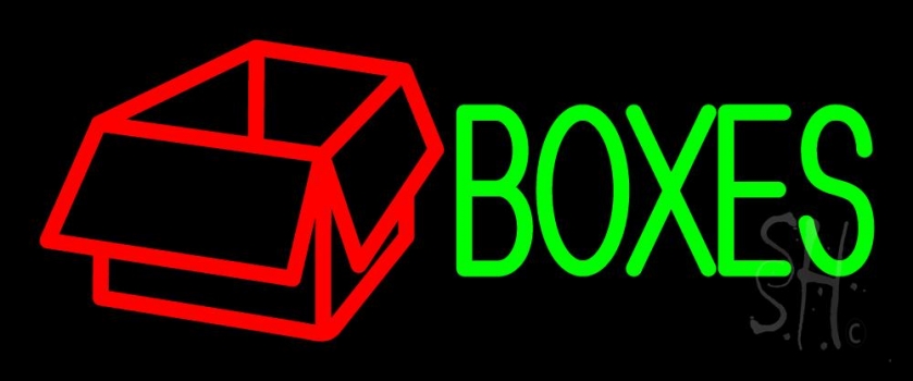Green Boxes Red Logo 1 Neon Sign