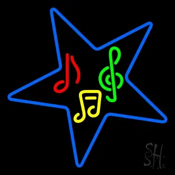 Musical Notes In Star Neon Sign