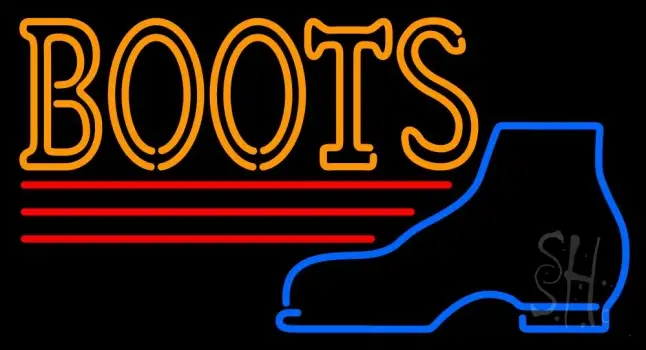 Orange Double Stroke Boots Neon Sign