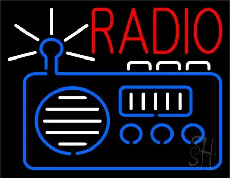 Radio Logo And Red Radio Music 3 Neon Sign