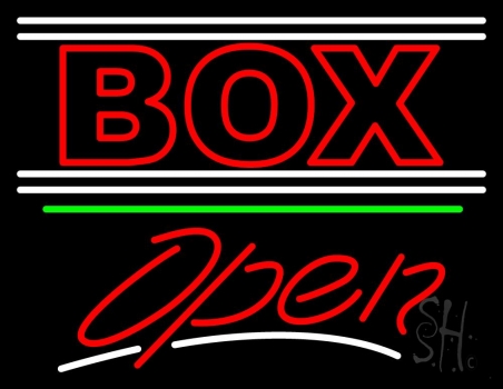 Red Double Stroke Box With Open 3 Neon Sign