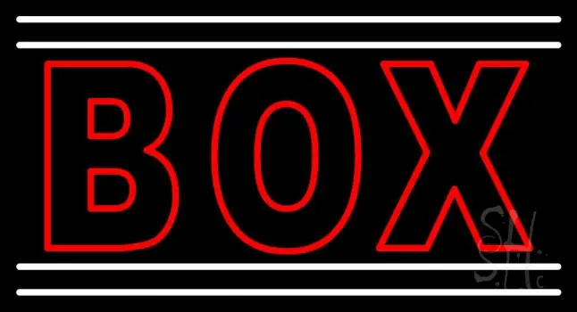 Red Double Stroke Box With White Line 1 Neon Sign