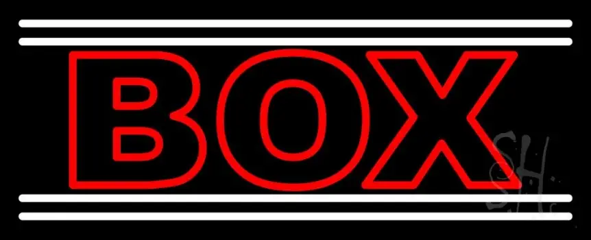 Red Double Stroke Box With White Line Neon Sign