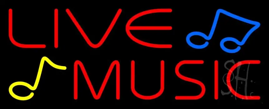 Red Live Music Block 1 Neon Sign
