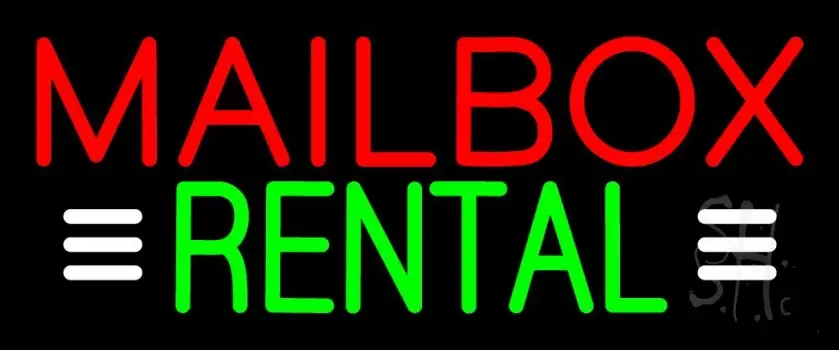 Red Mailbox Rental With White Line 1 Neon Sign