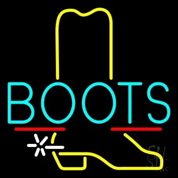 Turquoise Boots With Yellow Logo Neon Sign
