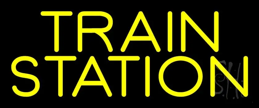 Yellow Train Station Neon Sign