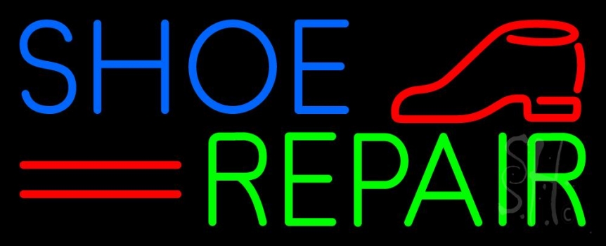 Blue Shoe Green Repair Neon Sign