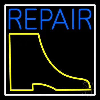 Boot Repair With White Border Neon Sign