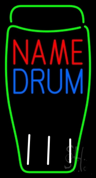 Custom Blue Drum Green Logo 2 Neon Sign