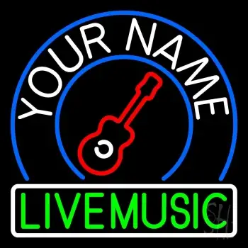Custom Green Live Music Guitar Logo Neon Sign