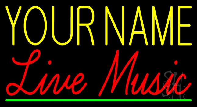 Custom Red Live Music Green Line Neon Sign