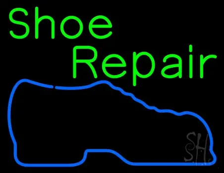 Green Shoe Repair With Shoe Neon Sign