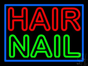 Double Stroke Hair Nail Blue Border Neon Sign