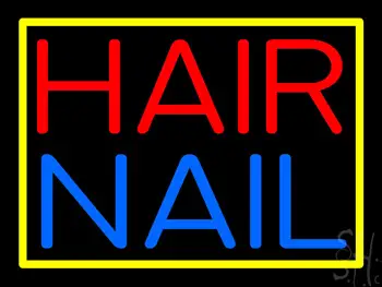 Hair Nail Yellow Border Neon Sign