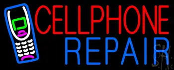 Red Cellphone Blue Repair Logo Neon Sign