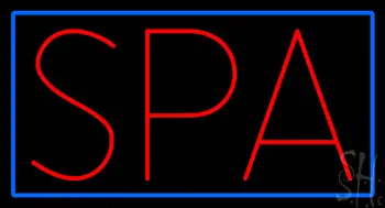 Red Spa Blue Border Neon Sign