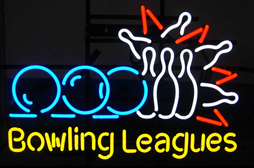 Bowling Leagues Logo Neon Sign