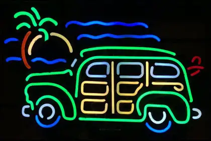 Car Logo With Sunset Neon Sign