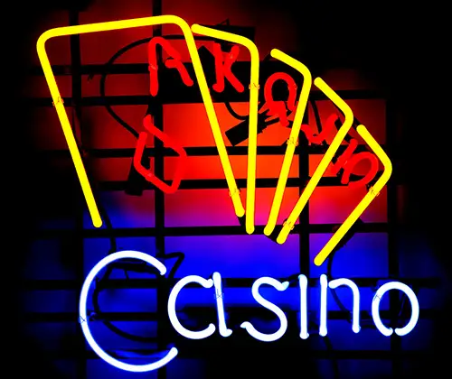 Casino With Playing Card Neon Sign