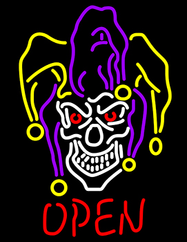 Evil Jester Open Neon Sign