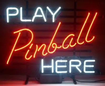 New Play Pinball Here Logo Neon Sign