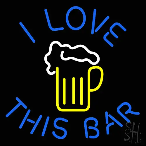 I Love This Bar Beer Mug Neon Sign