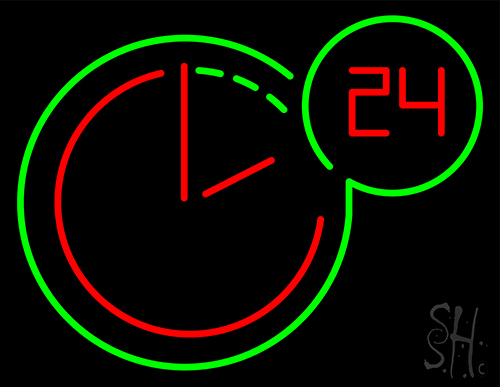 24 Hours Clock Neon Sign