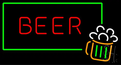 Beer Mug Green Border Neon Sign