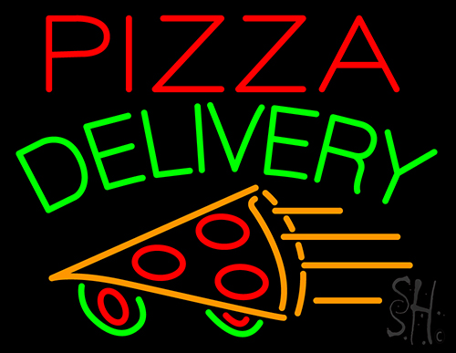 Pizza Delivery Slice Neon Sign