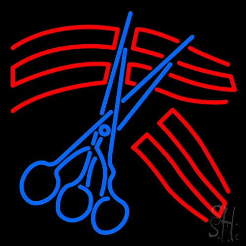 Scissor Cut Hair Neon Sign