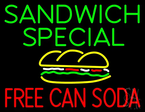 Sandwich Special Free Can Soda Neon Sign