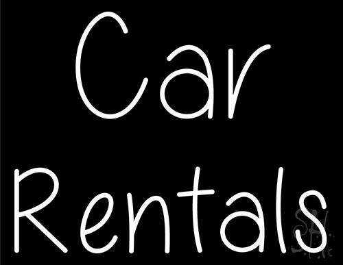 White Car Rentals Neon Sign